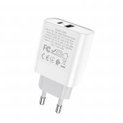 Превью Сетевое зарядное устройство Hoco C80A USB/Type-C с кабелем для Apple (Lightning - Type-C) (белое) &mdash; 7