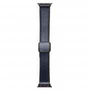 Ремешок - ApW38 Square buckle Apple Watch 45 mm экокожа (темно-синий) — 1