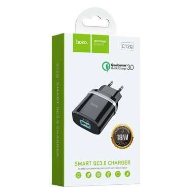 Сетевое зарядное устройство Hoco C12Q USB (черное) — 2