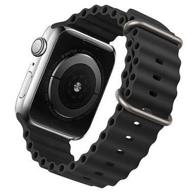 Ремешок - ApW26 Ocean Band для Apple Watch 45 mm Watch 42 mm силикон (черный) — 3